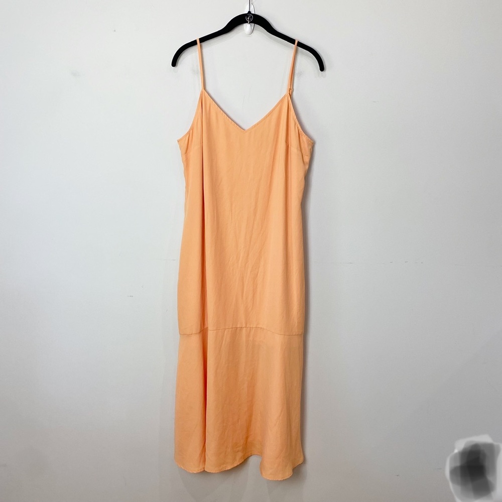 Lulus Slip Midi Dress orange peach